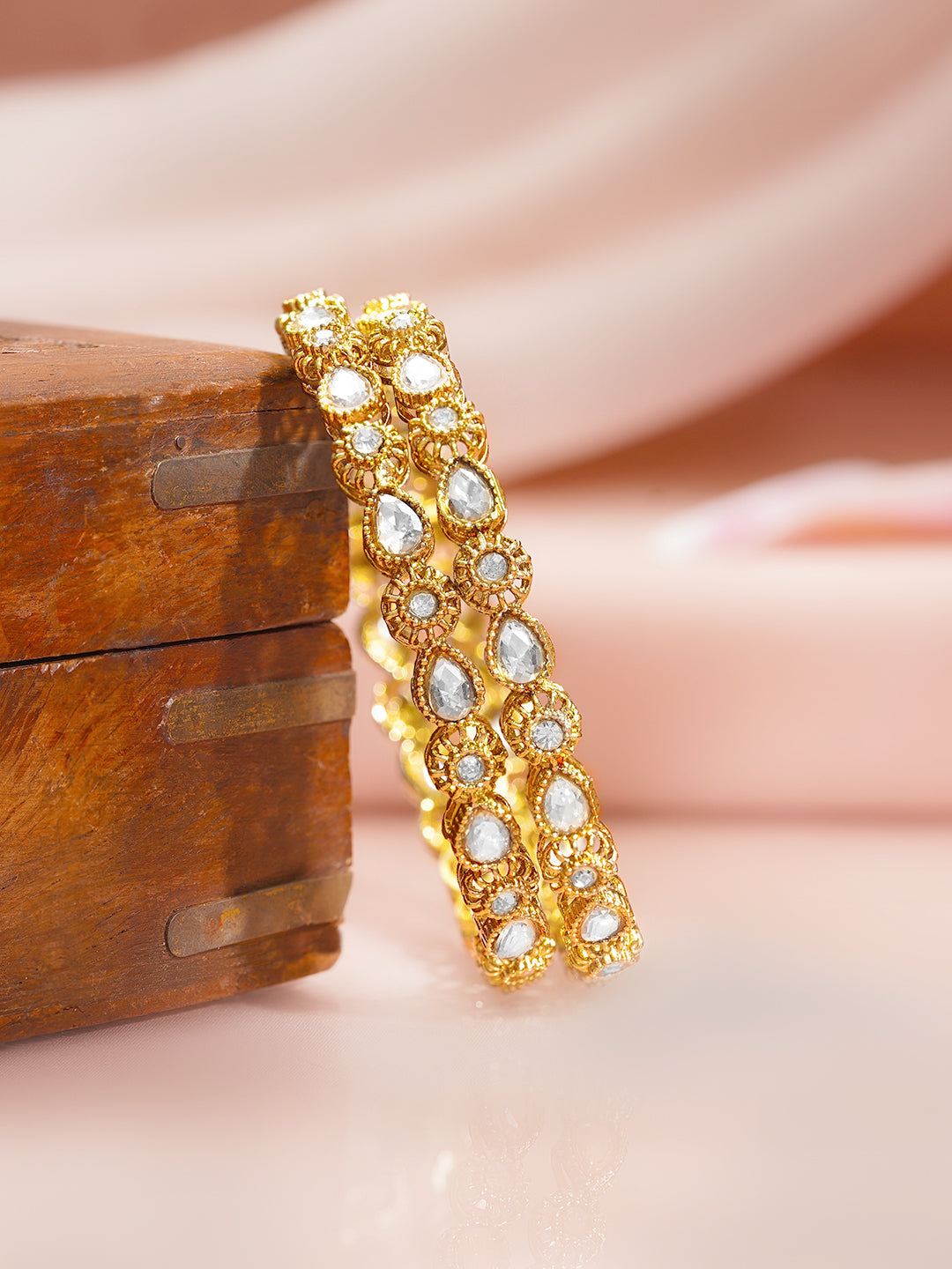 Champagne Glow Traditional Crystal Bangles 2.4 - Small
