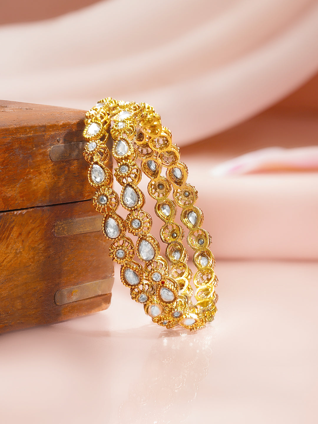 Champagne Glow Traditional Crystal Bangles 2.4 - Small