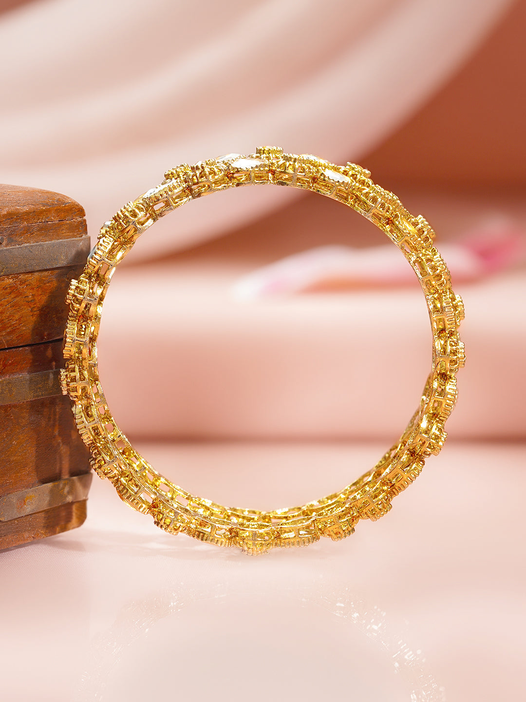 Champagne Glow Traditional Crystal Bangles 2.4 - Small