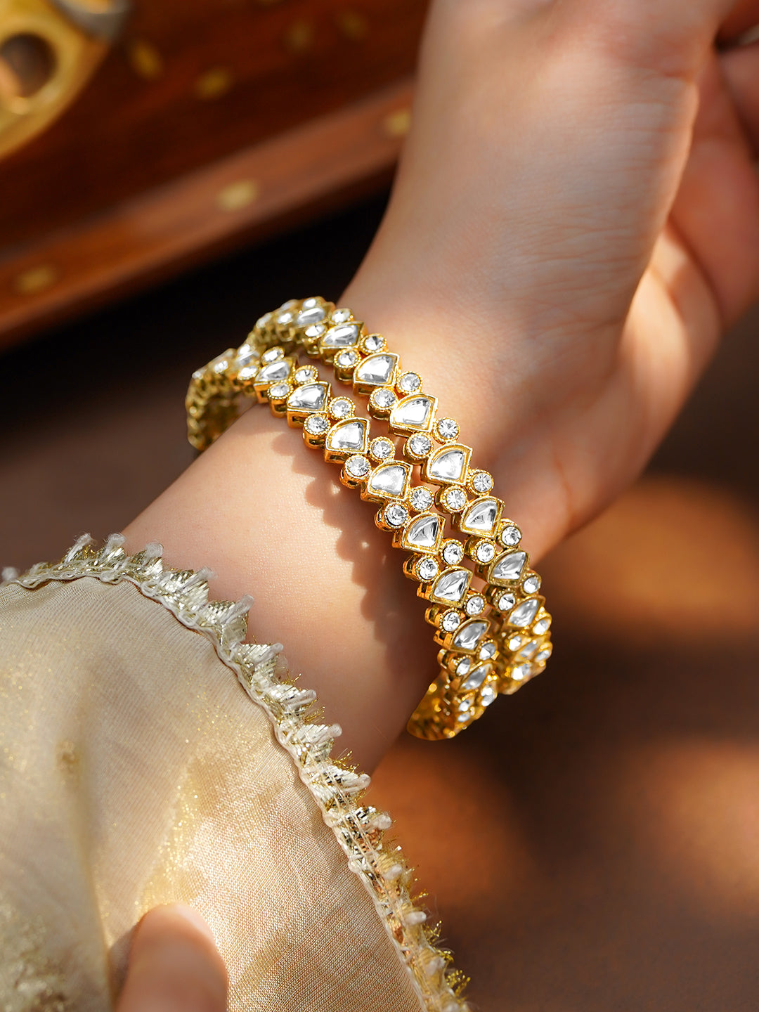 Celebration Shine Kundan Crystal Bangles 2.4 - Small