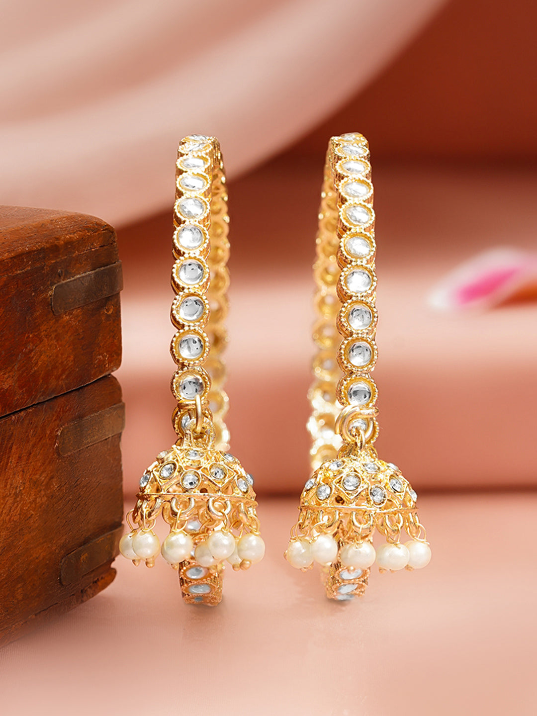 Festive Jhumki Pearl Kundan Bangle Pair 2.4 - Small