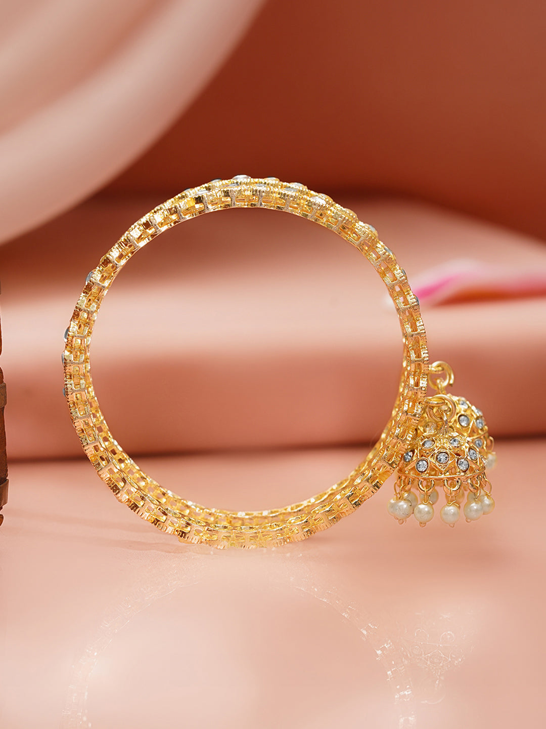 Festive Jhumki Pearl Kundan Bangle Pair 2.4 - Small