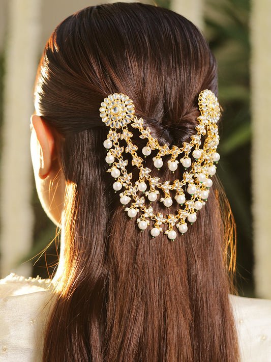 Captivating Tradition Kundan Hair Brooch フリーサイズ