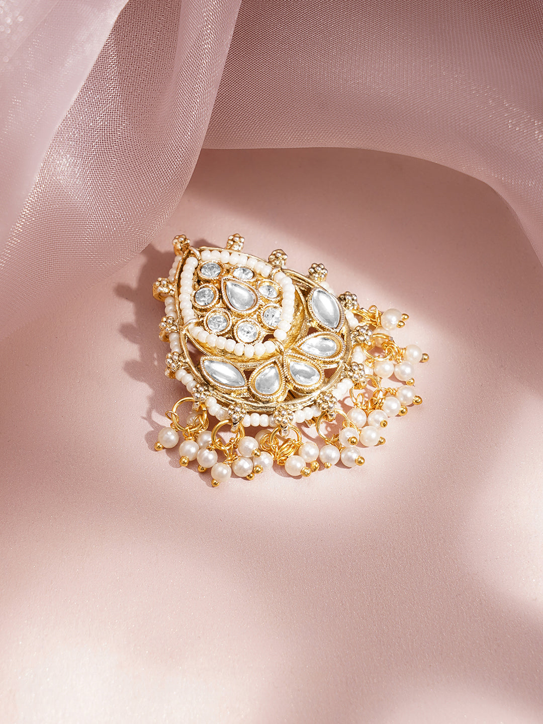 Royal Kundan Pearl Statement Hair Accessory フリーサイズ
