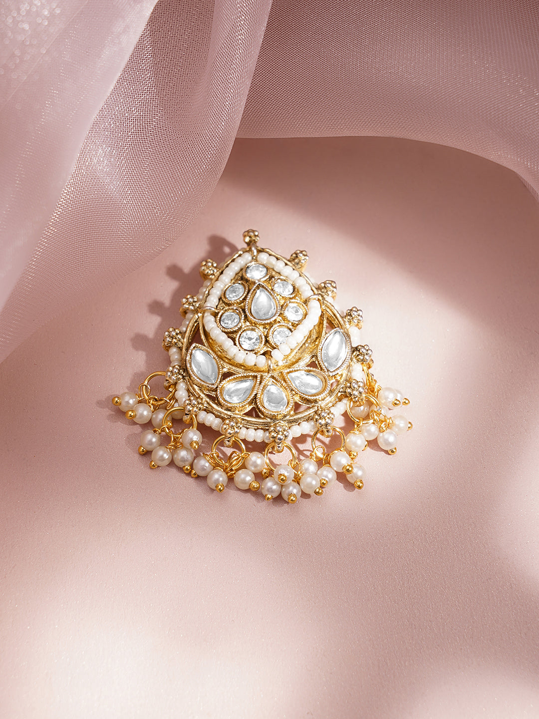 Royal Kundan Pearl Statement Hair Accessory フリーサイズ