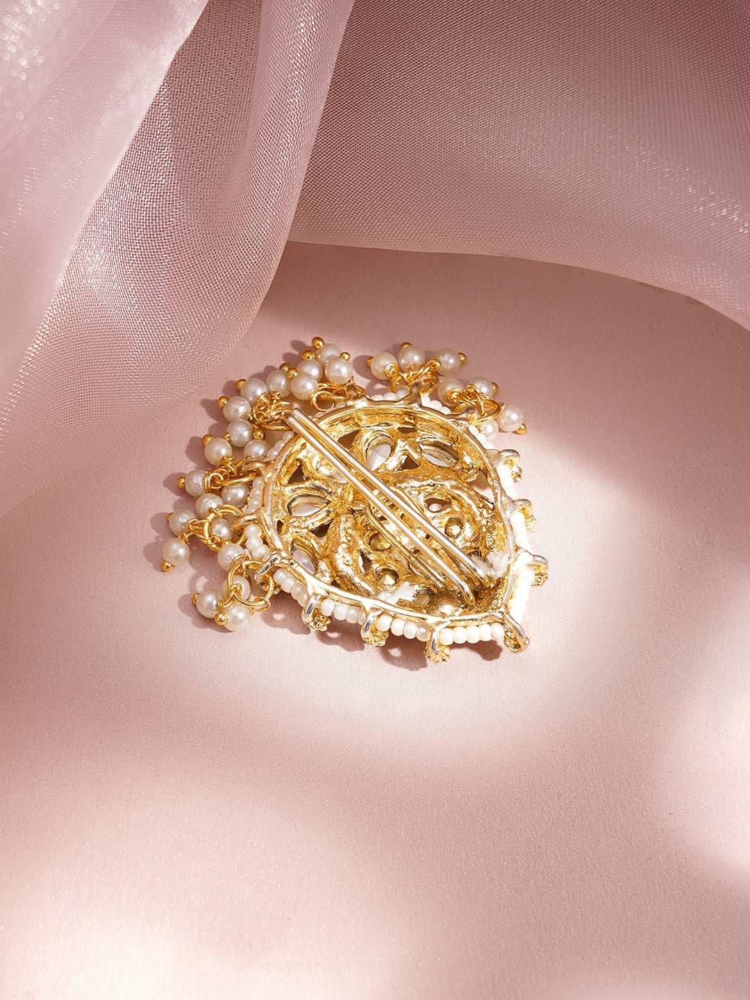 Royal Kundan Pearl Statement Hair Accessory フリーサイズ
