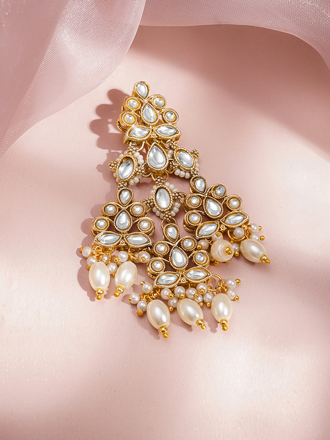 Rubans 18K Gold Plated Brass Kundan Pearl Beaded Hair Clip Accessory フリーサイズ
