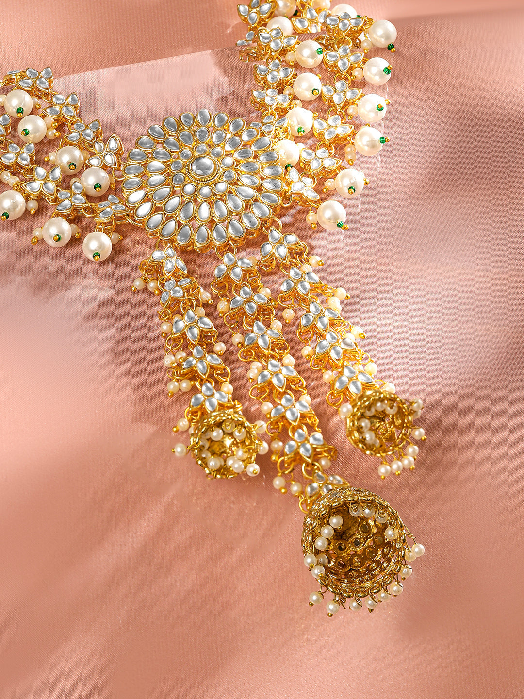 Luminous Kundan Hair Brooch Gold