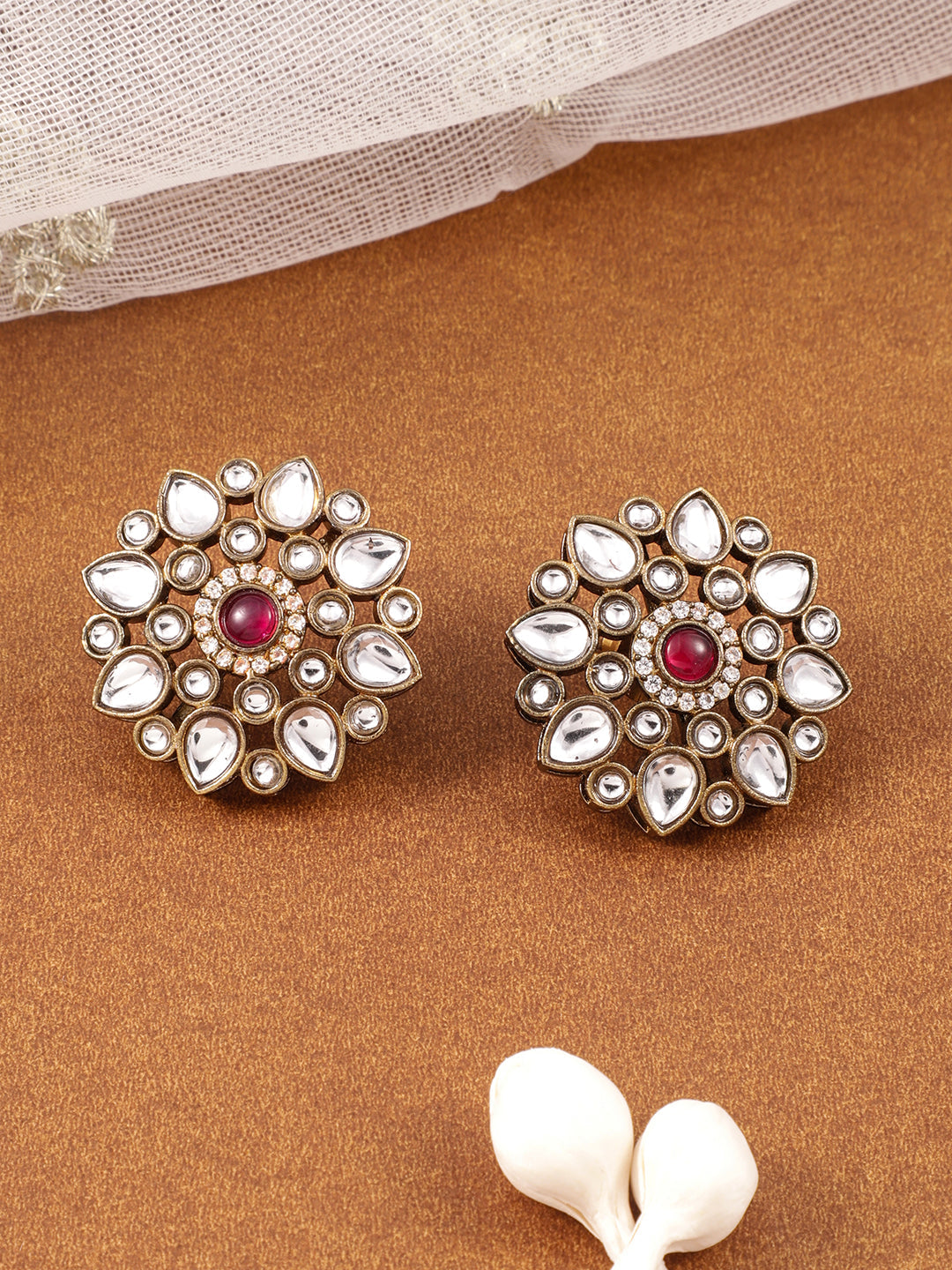 Refined Petal Kundan & Red Choker Set ruby