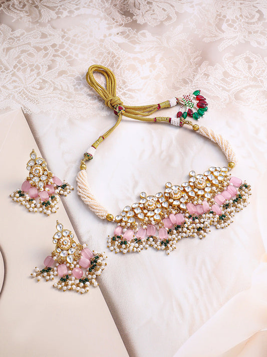 Lustrous Light Pink Necklace Set フリーサイズ