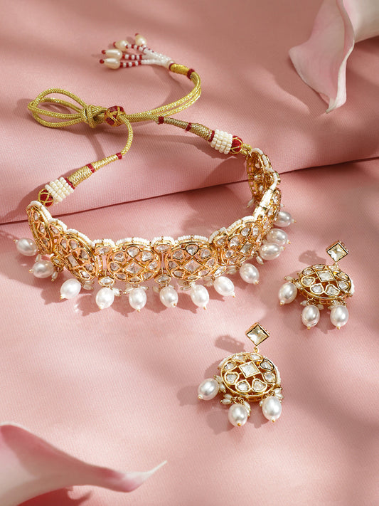 Gold Tone Kundan Choker Set フリーサイズ