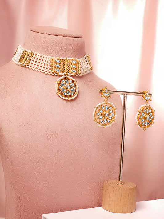 Traditional Kundan Pearl Statement Choker Set フリーサイズ