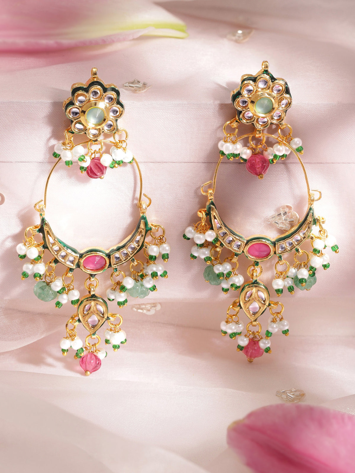 Stunning Multicolour Kundan Chandbali フリーサイズ