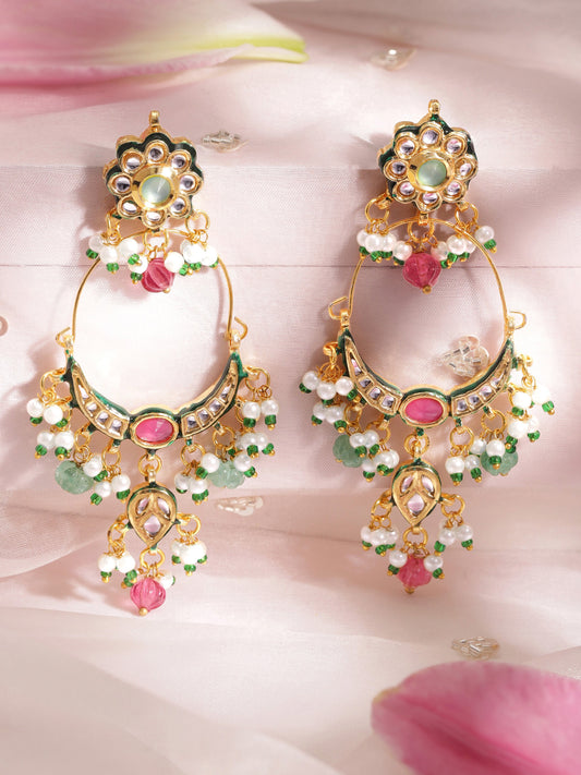 Stunning Multicolour Kundan Chandbali フリーサイズ