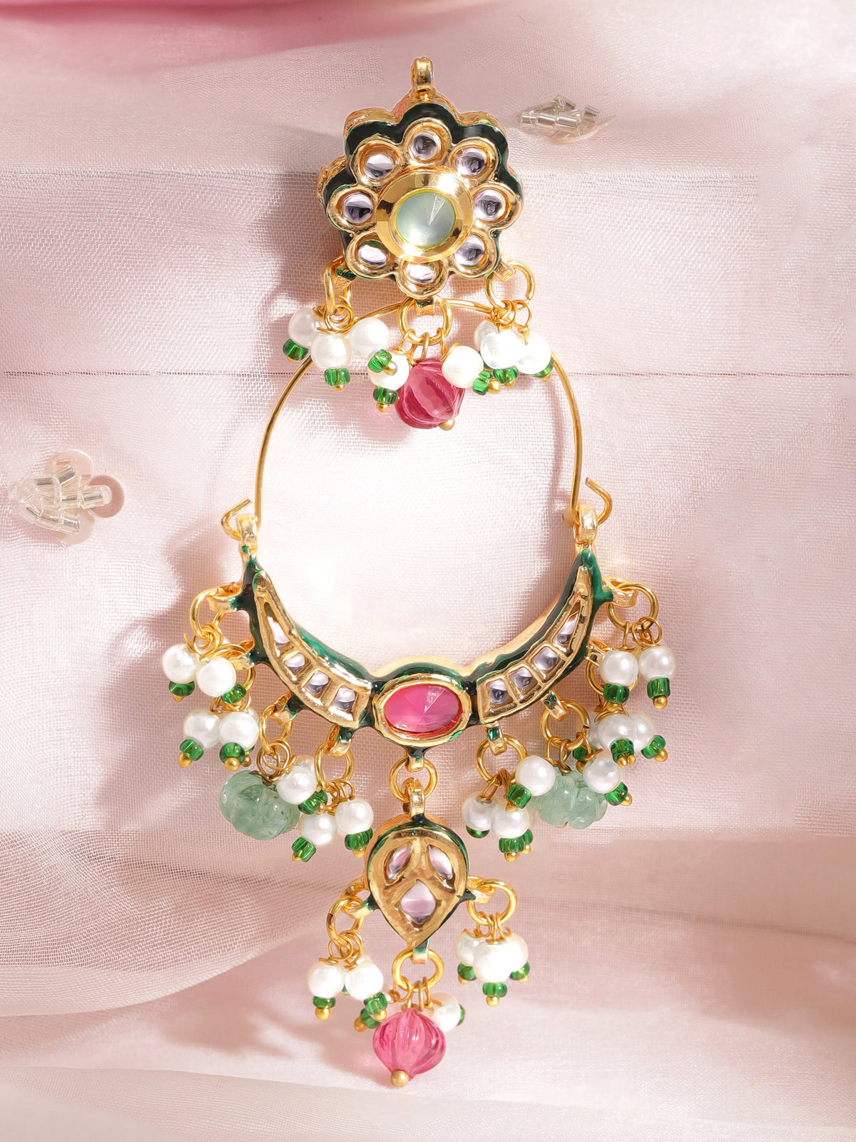 Stunning Multicolour Kundan Chandbali フリーサイズ