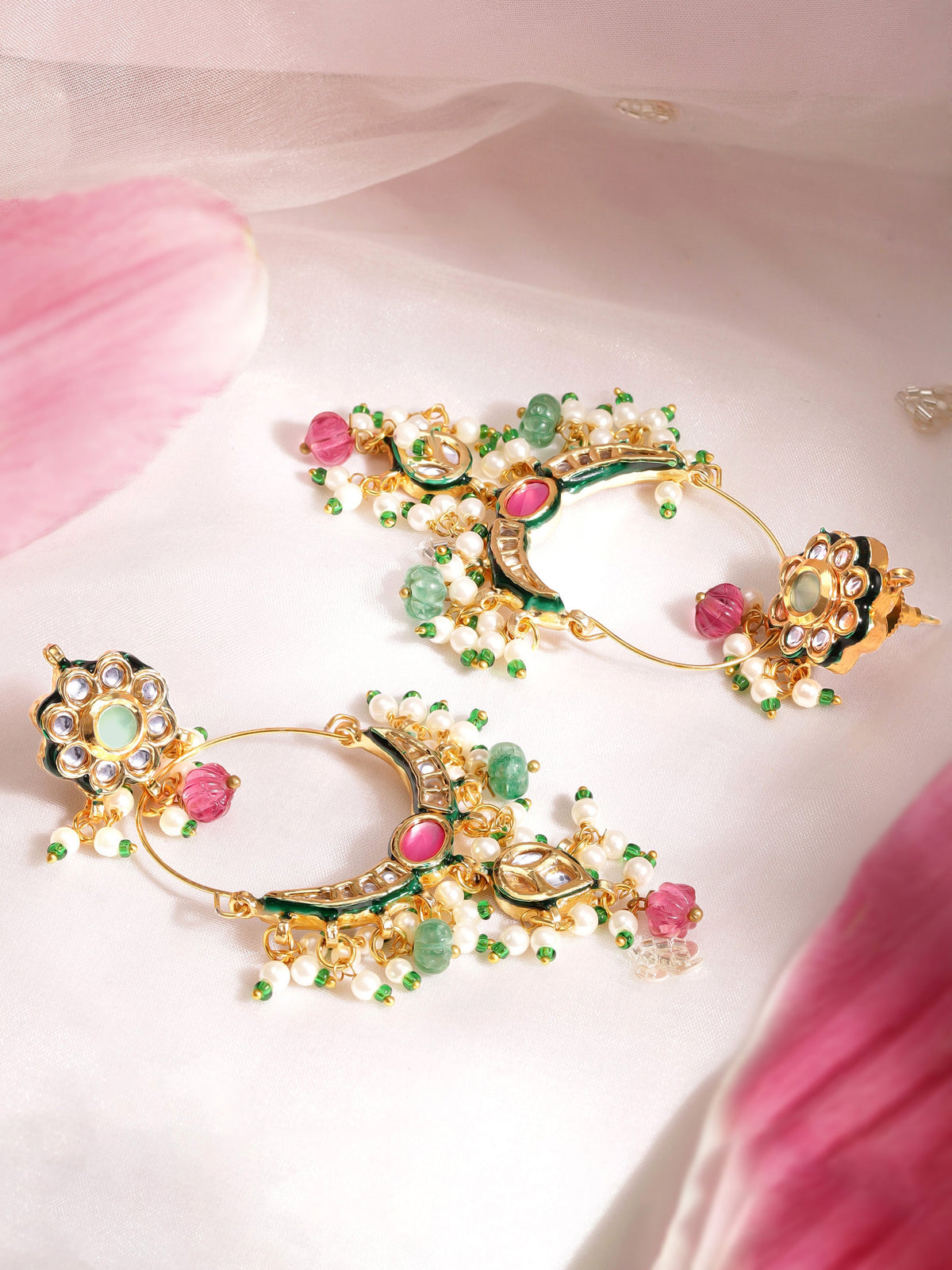 Stunning Multicolour Kundan Chandbali フリーサイズ