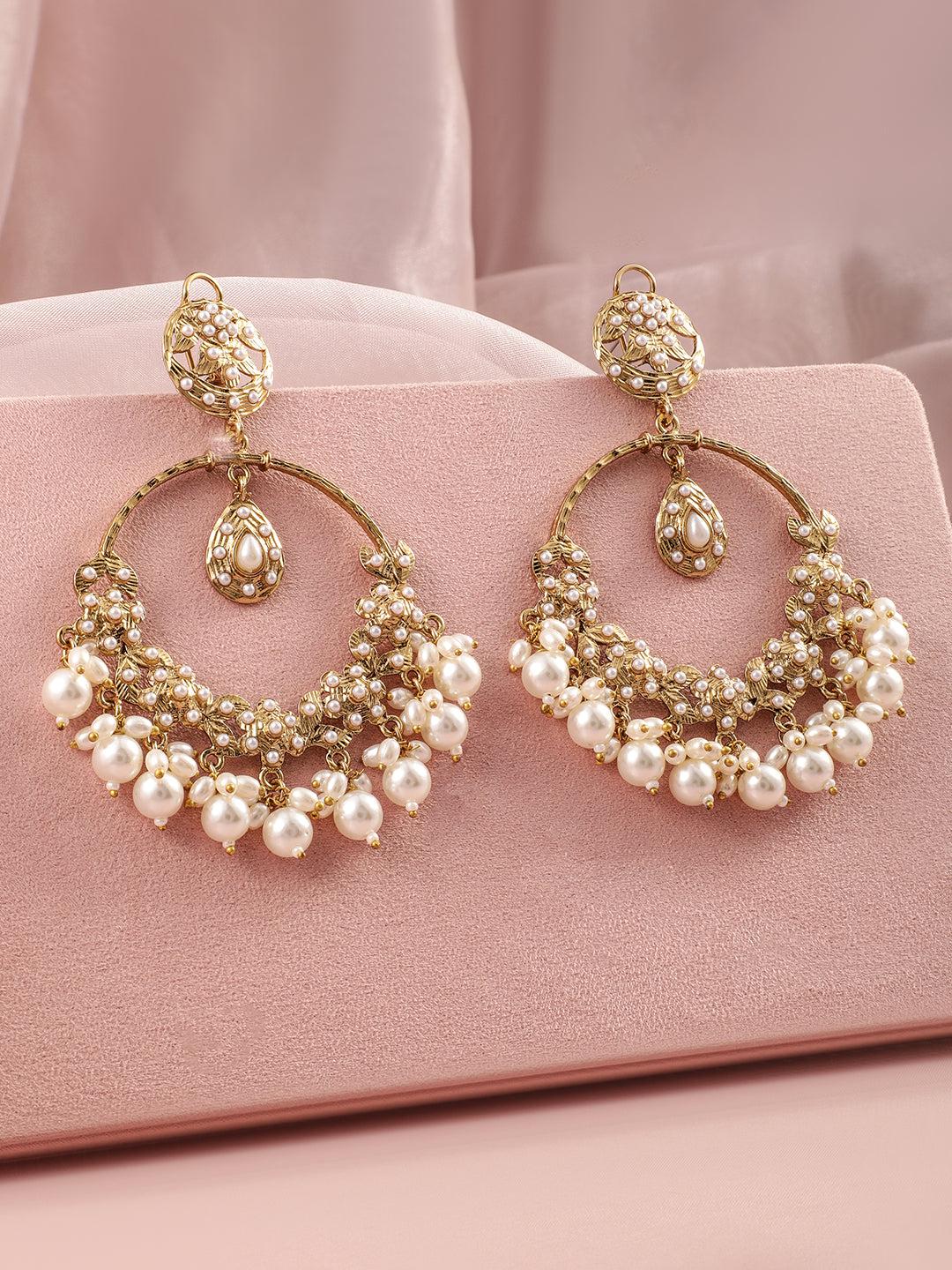 Royal Ivory Pearls Chandbali Gold