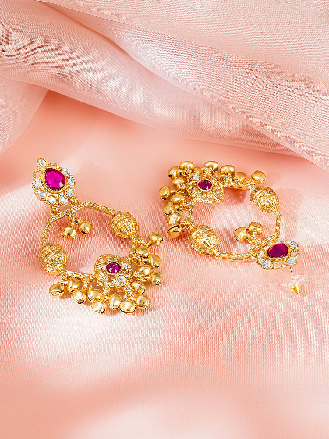 Ruby Kundan Celebration Chandelier Earrings Length - L:8
