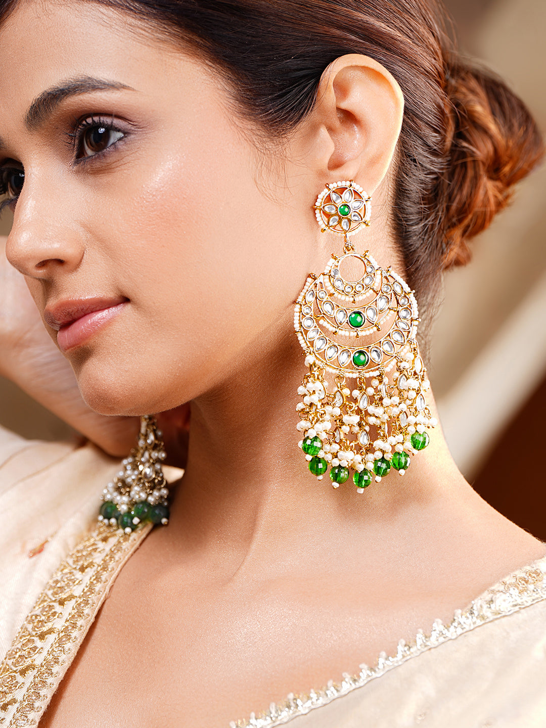 Celebration Ready Kundan Chandelier Earrings Length -12 cm