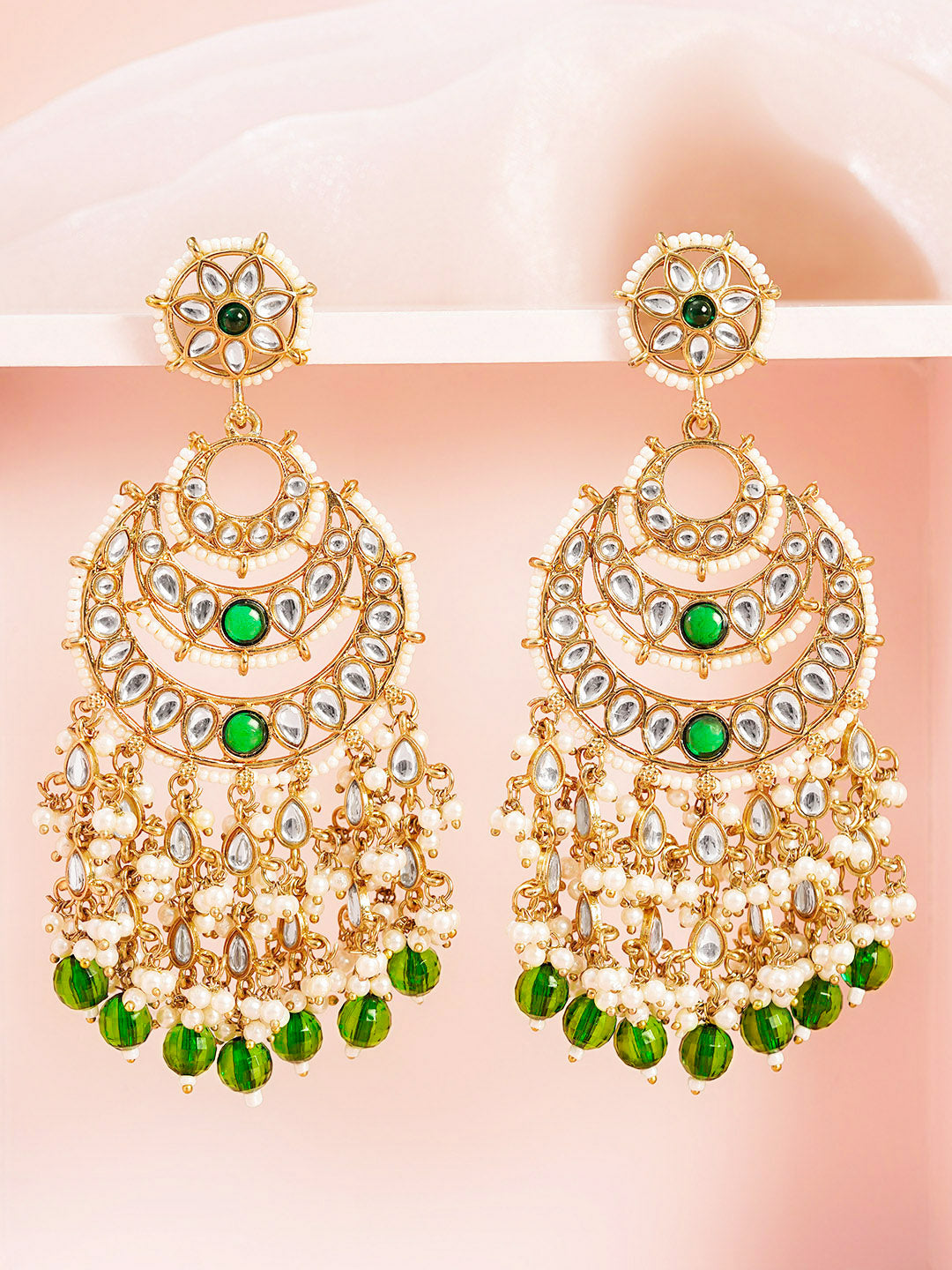 Celebration Ready Kundan Chandelier Earrings Length -12 cm