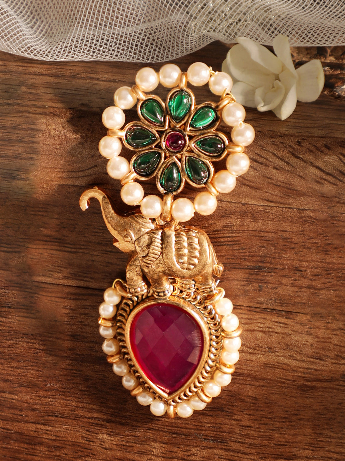 Ruby & Emerald Royal Elephant Drops フリーサイズ