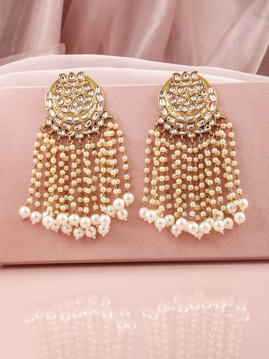 Golden Era Kundan Pearls Chandelier Earrings フリーサイズ