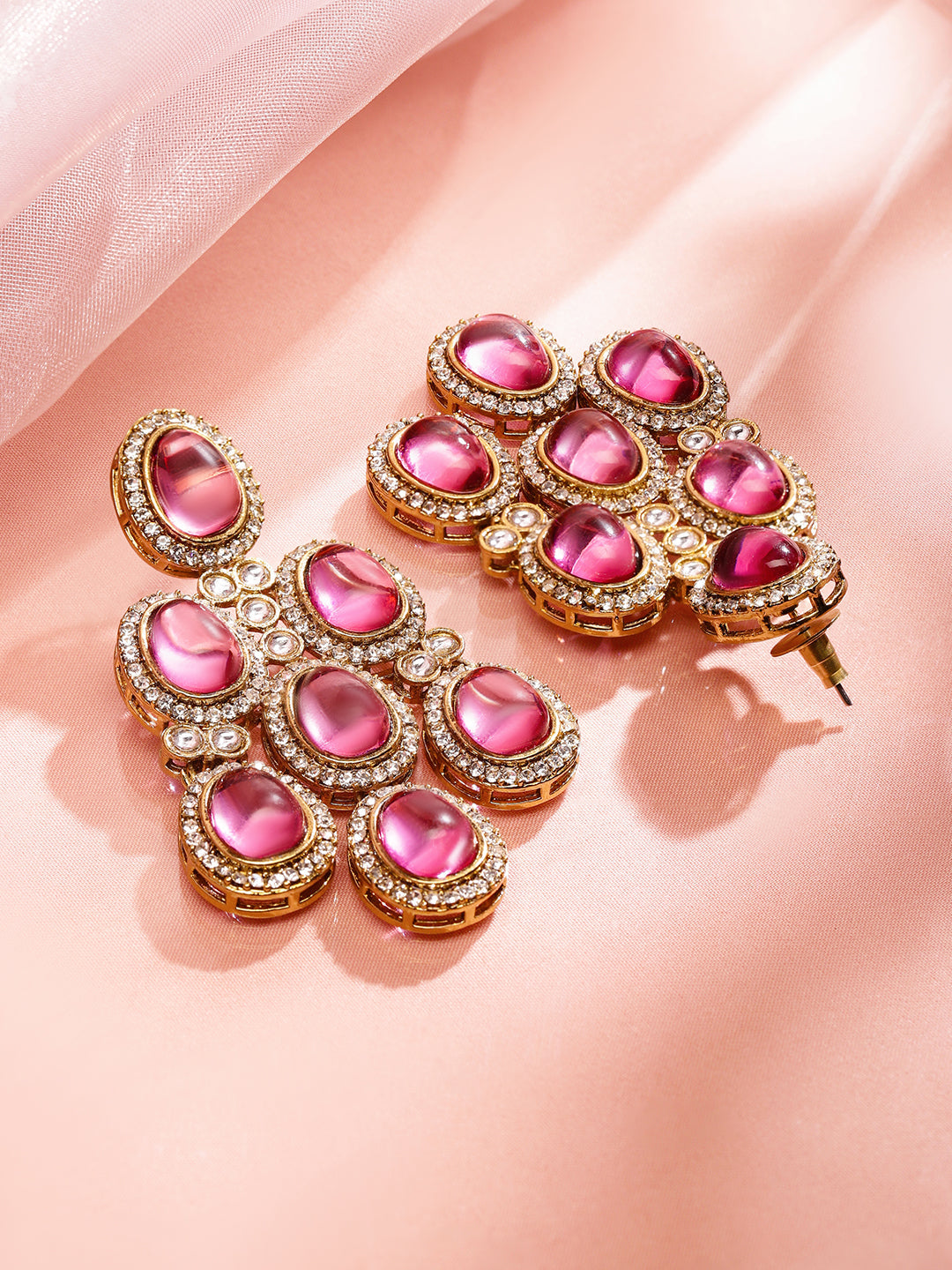 Contemporary American Diamond Zirconia Pink Danglers フリーサイズ