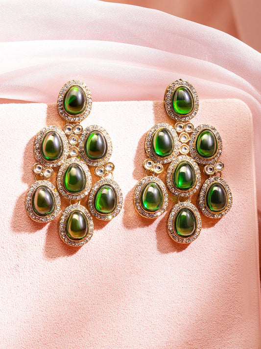 Contemporary American Diamond Zirconia Green Danglers フリーサイズ