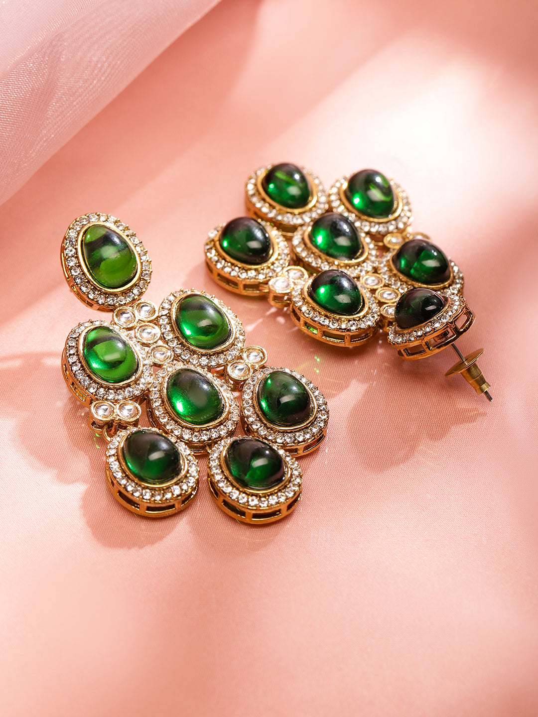Contemporary American Diamond Zirconia Green Danglers フリーサイズ