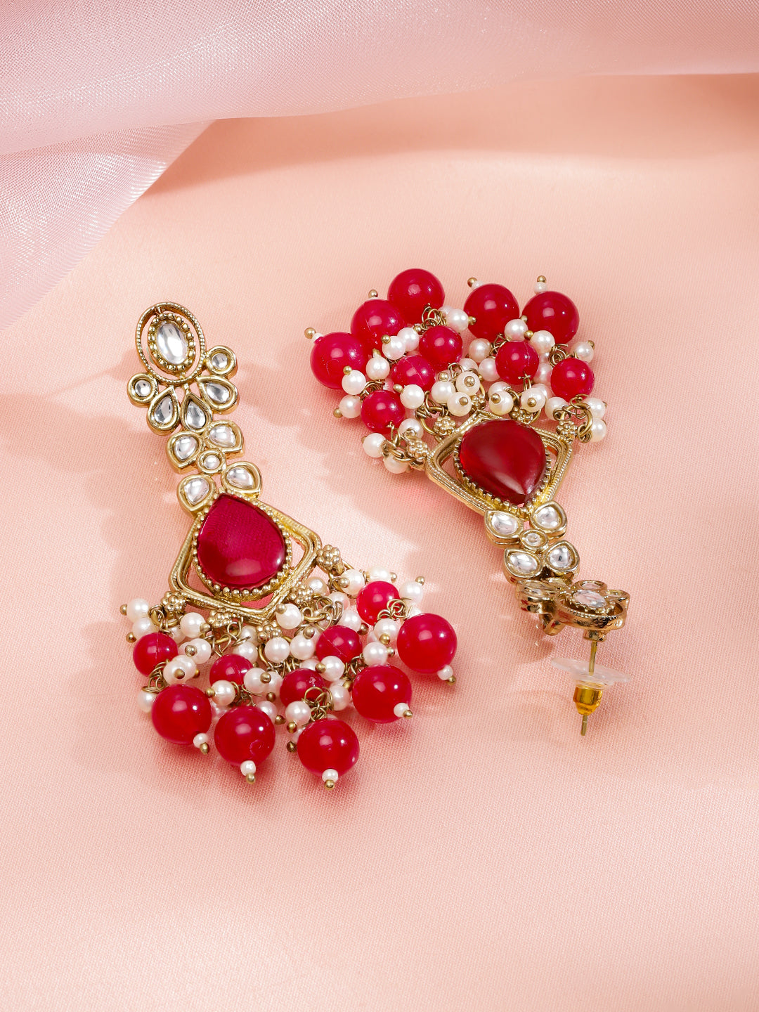 Vibrant Pink Ethnic Danglers フリーサイズ