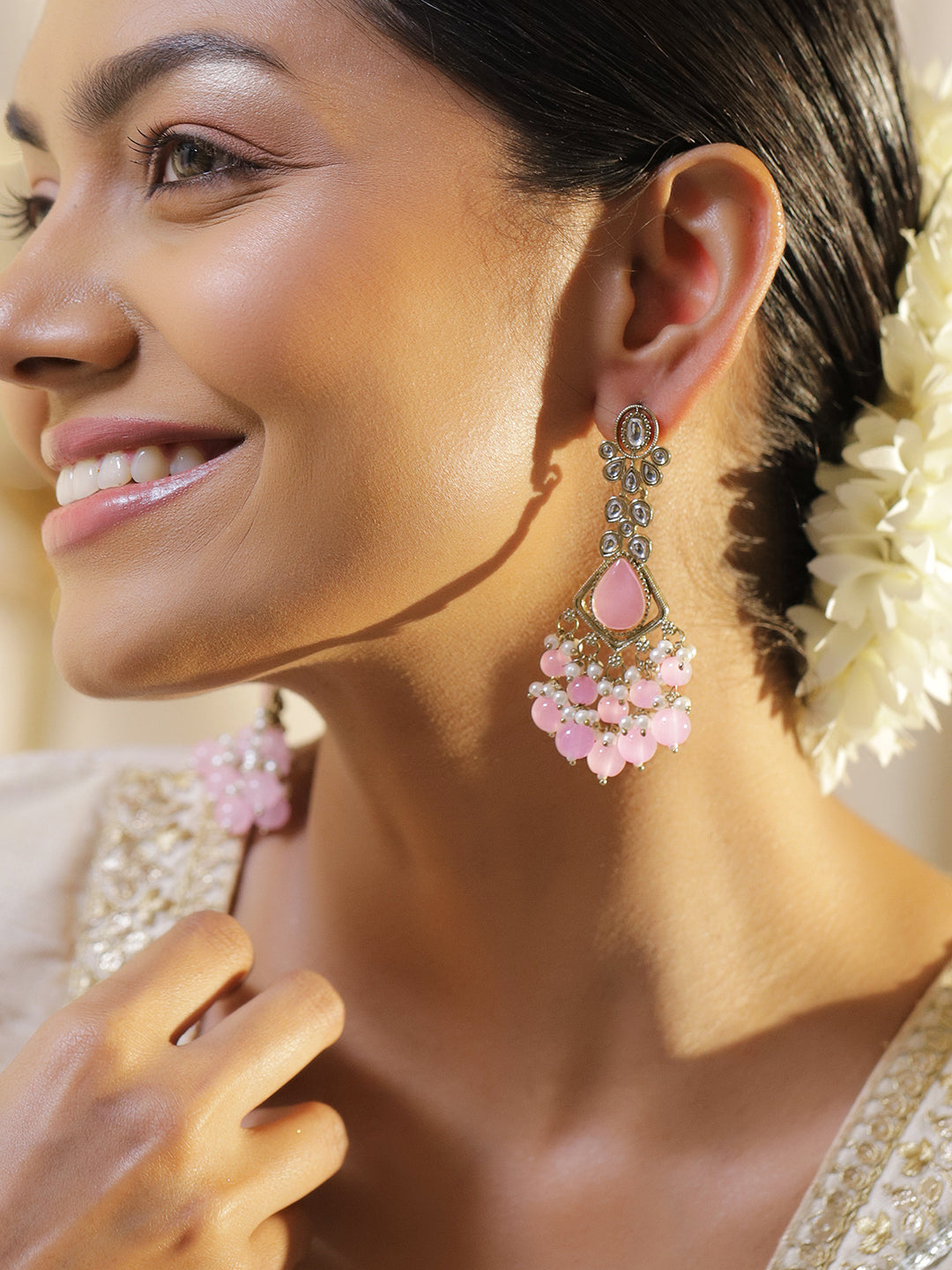 Sleek Blush Stone Dangler フリーサイズ