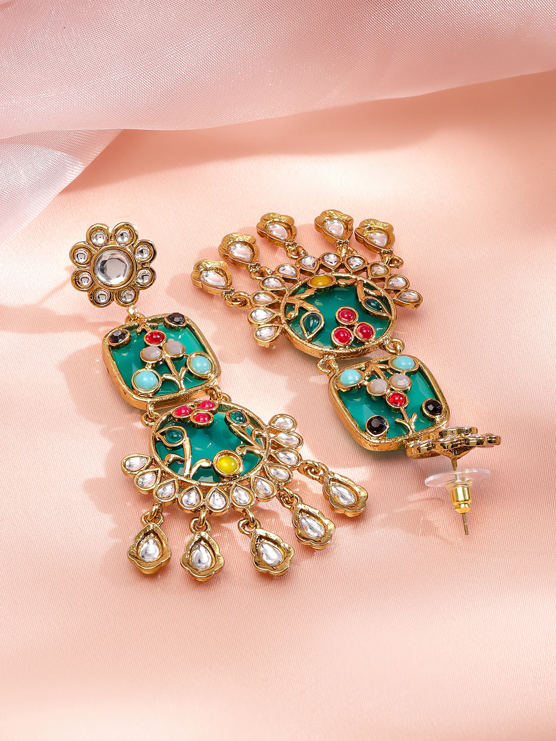 Vivid Gleam Kundan Danglers フリーサイズ