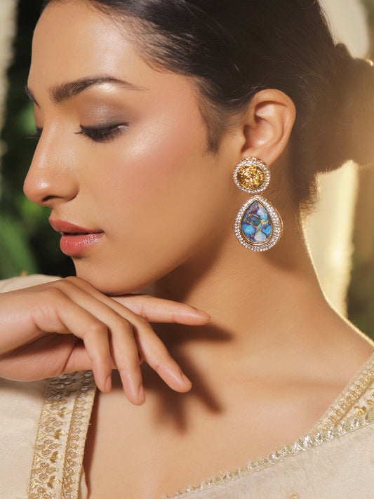 Royal Blue Stone Danglers フリーサイズ