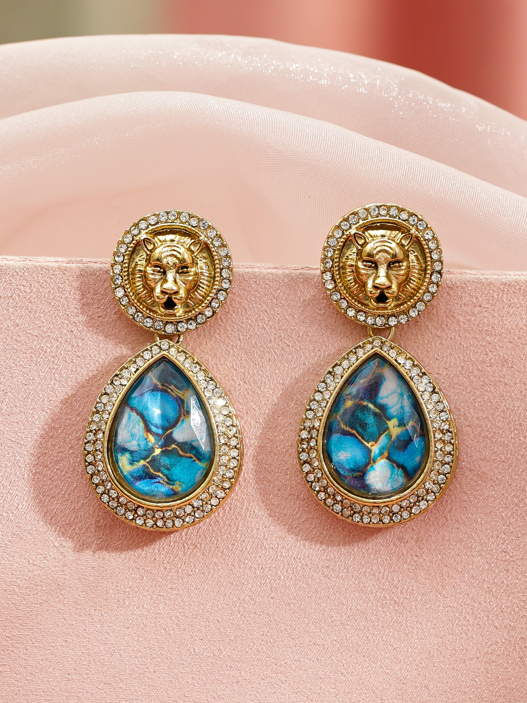 Royal Blue Stone Danglers フリーサイズ