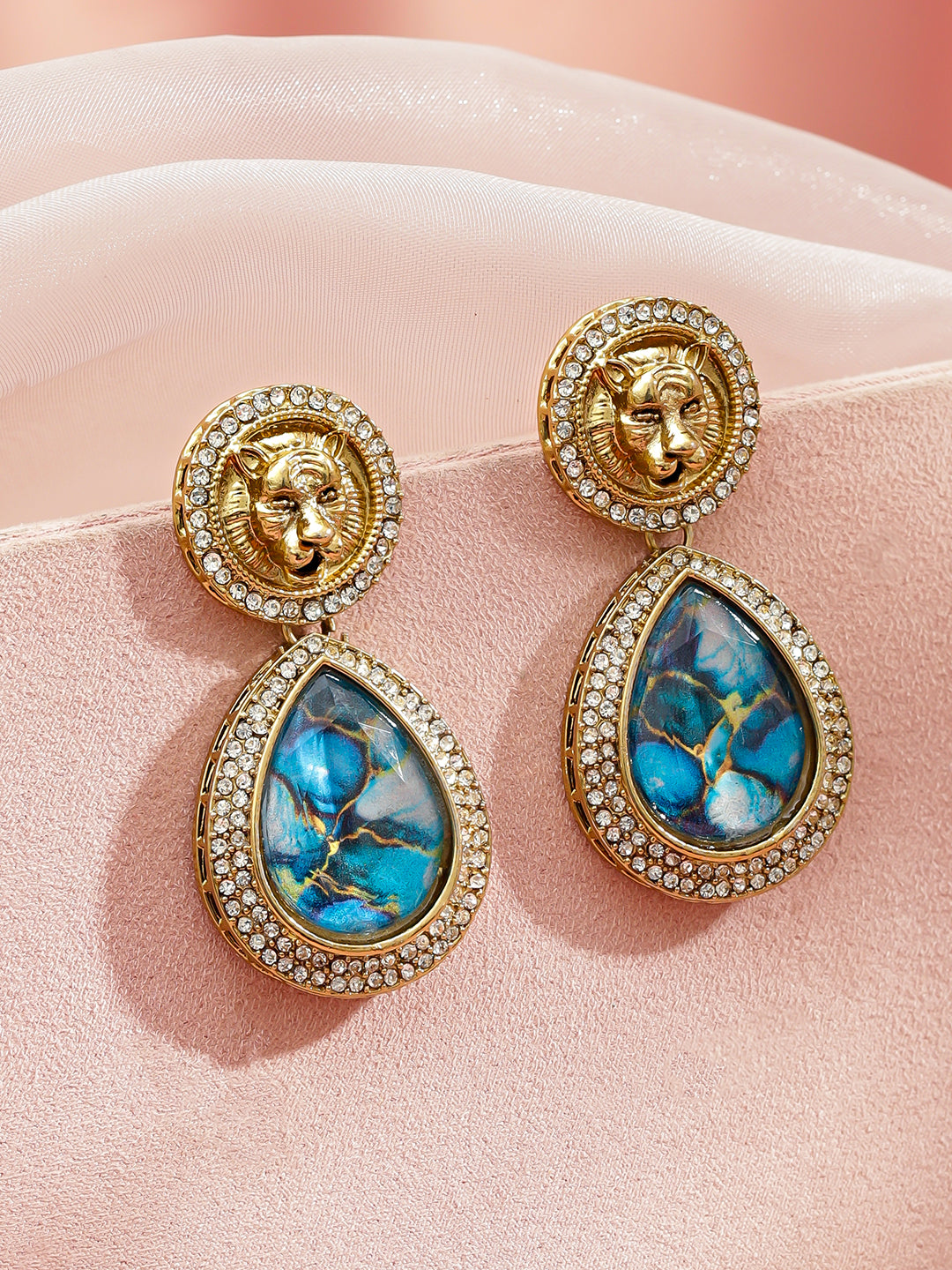 Royal Blue Stone Danglers フリーサイズ