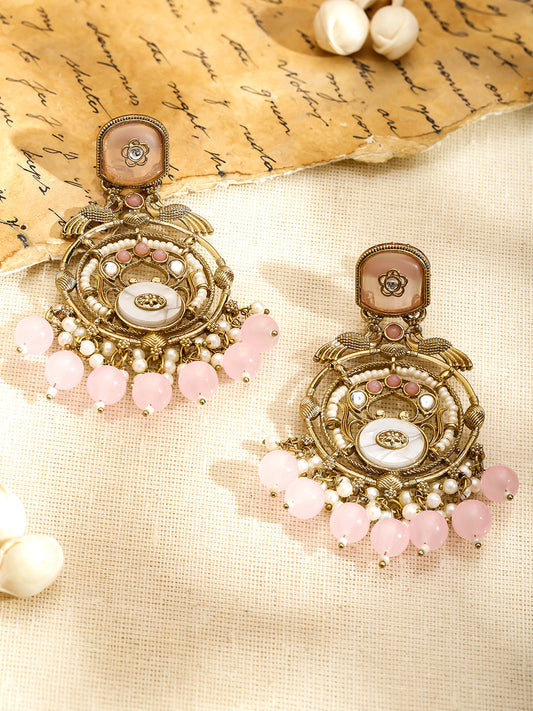 Delicate Pink Pearl Danglers フリーサイズ
