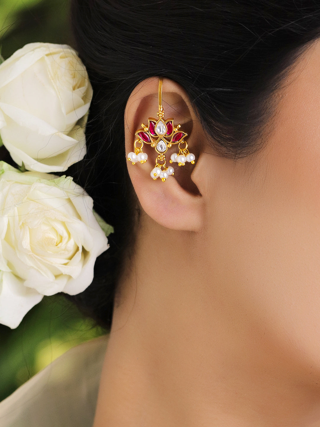 Classic Pink Tone Floral Drops フリーサイズ