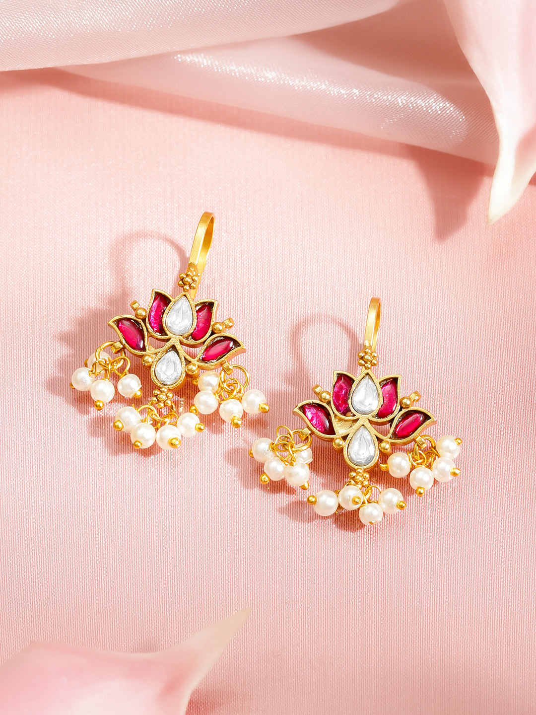 Classic Pink Tone Floral Drops フリーサイズ