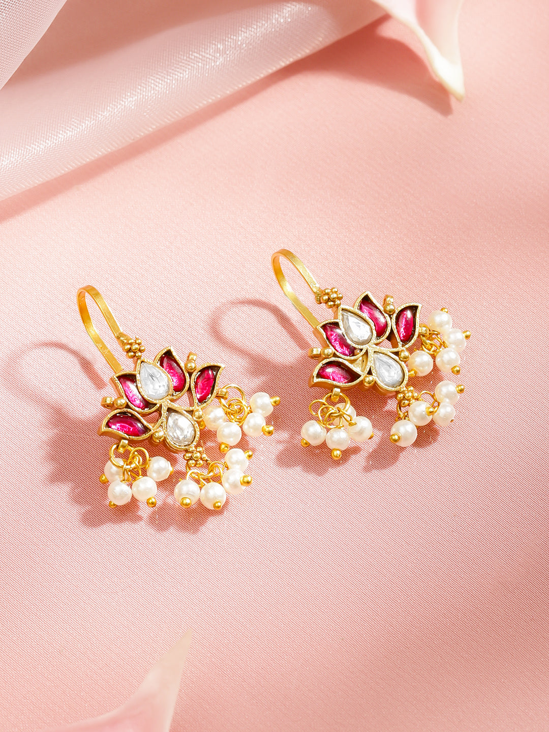 Classic Pink Tone Floral Drops フリーサイズ