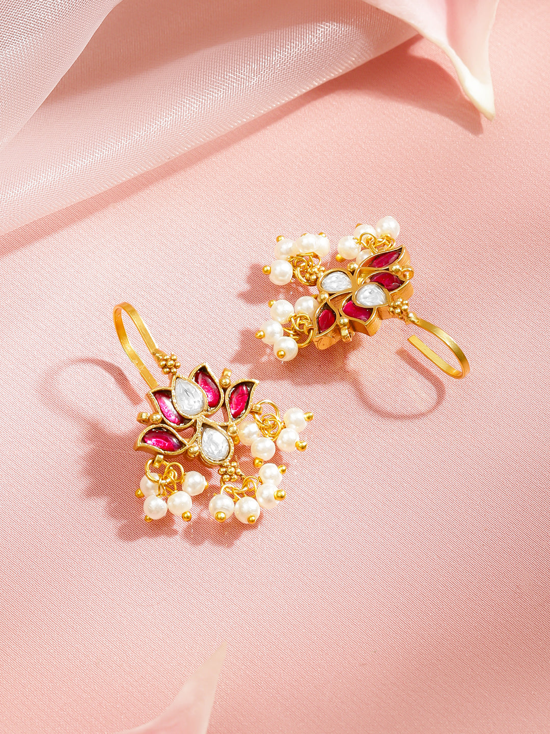 Classic Pink Tone Floral Drops フリーサイズ