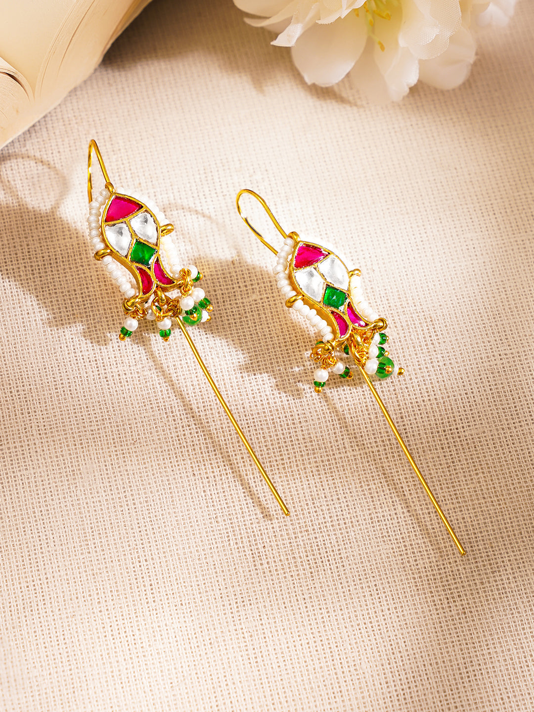 Kundan Statement Ear Cuff Earrings フリーサイズ
