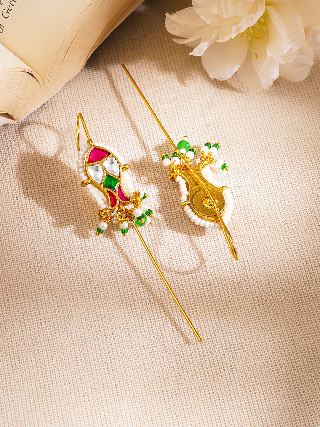 Kundan Statement Ear Cuff Earrings フリーサイズ