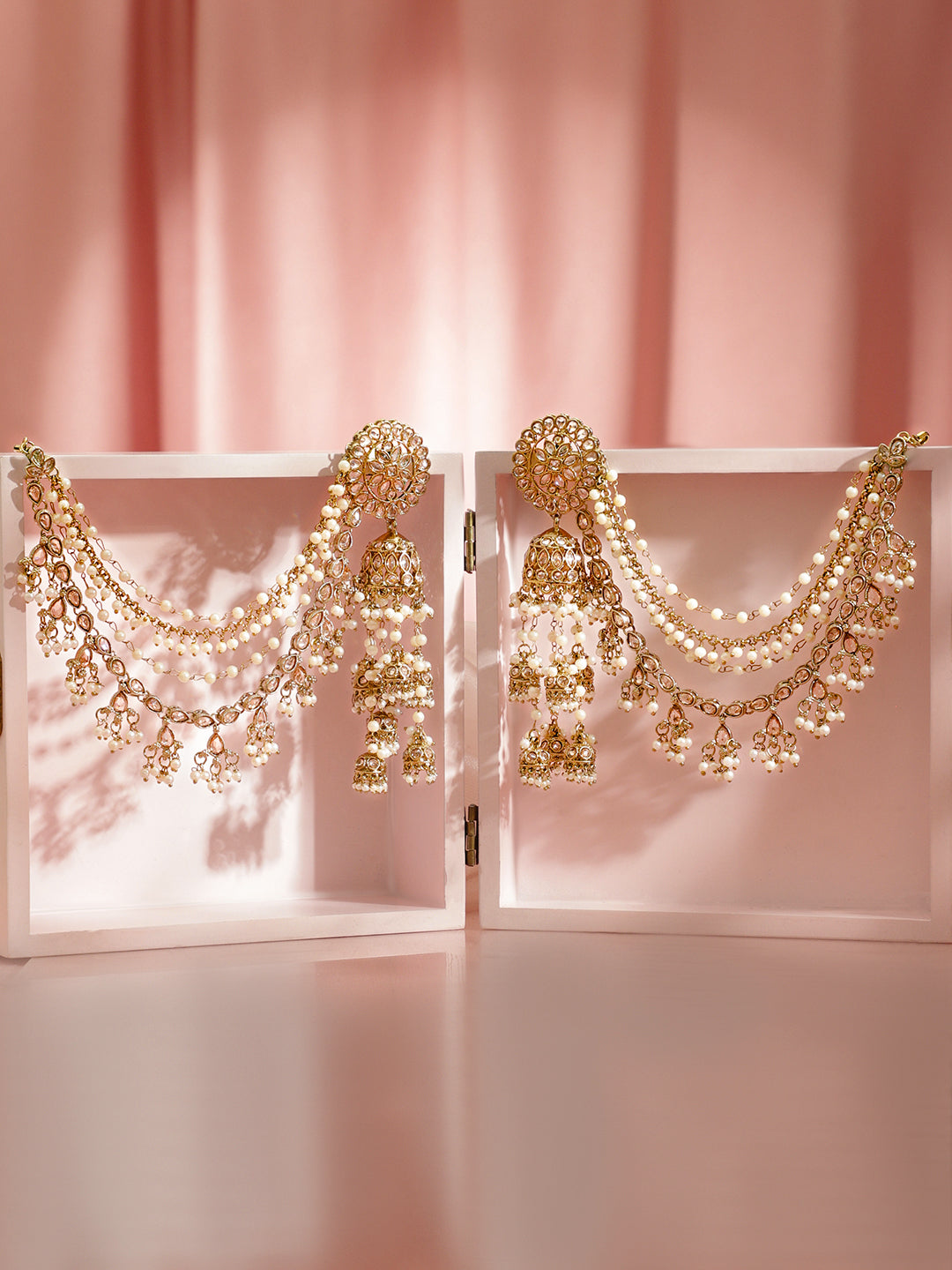 Golden Glam Kaan Phool Jhumka Earrings フリーサイズ