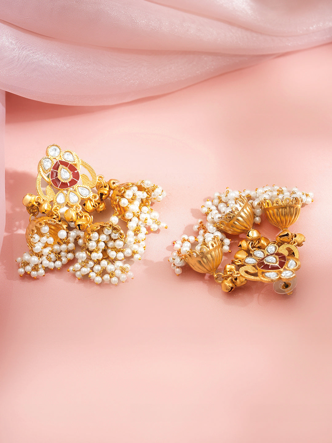 Royal Crimson Multi Jhumka Earrings フリーサイズ