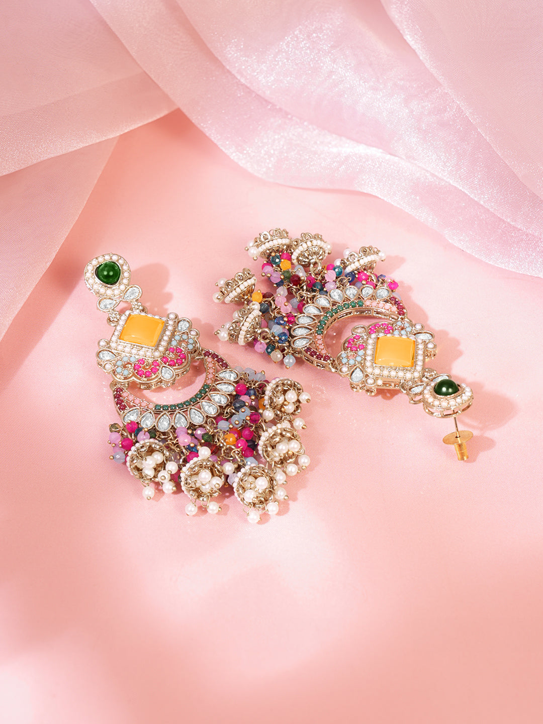 Multicolor Beaded Festive Chandelier Earrings フリーサイズ