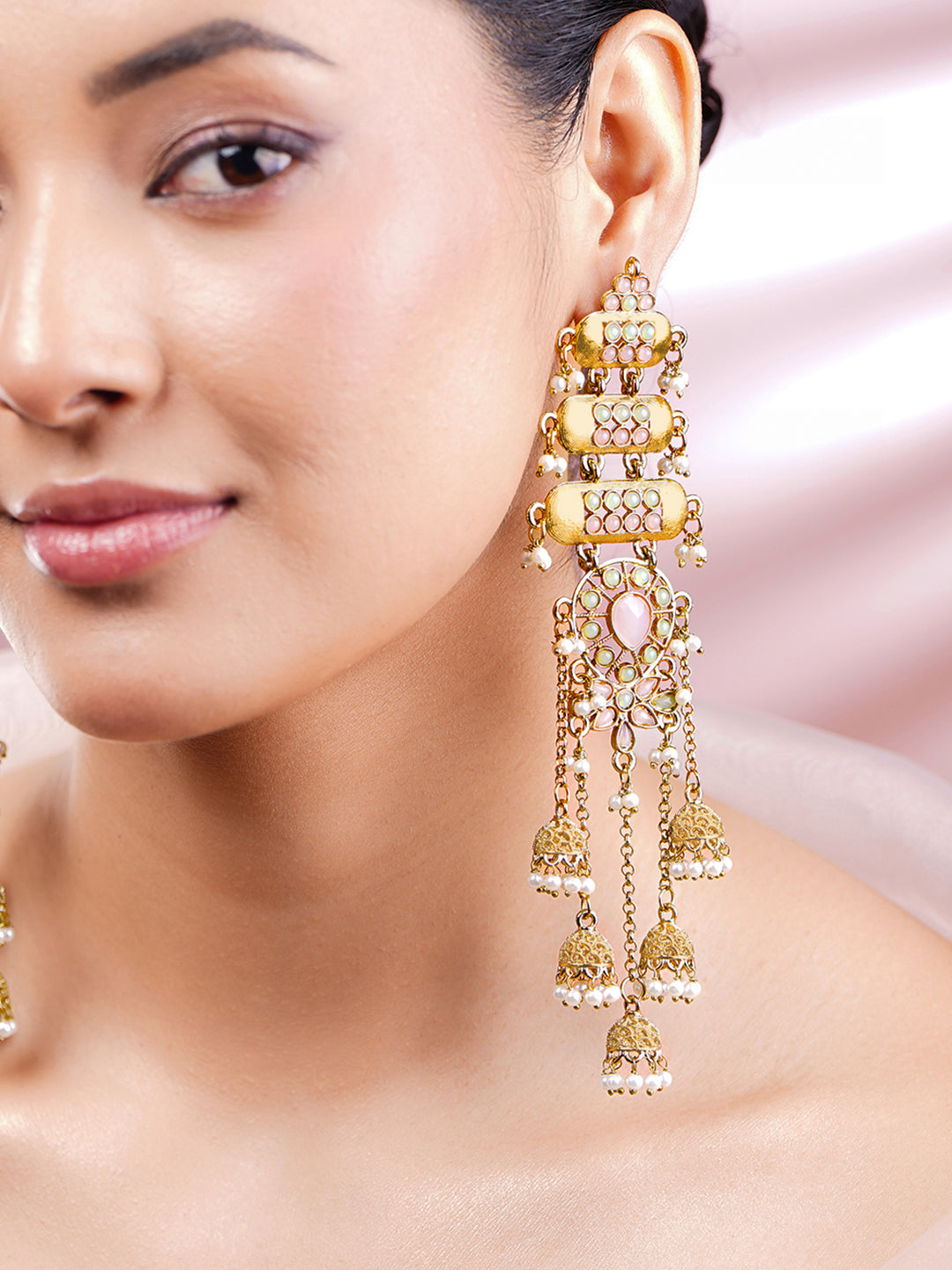 Royal Blush Festive Kashmiri Earrings Length - 13 cm