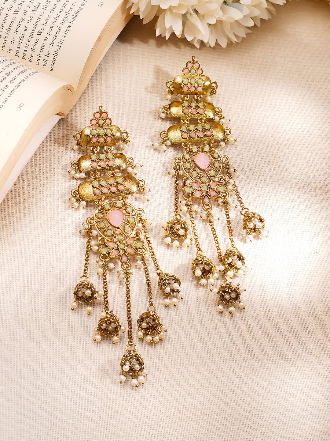 Royal Blush Festive Kashmiri Earrings Length - 13 cm
