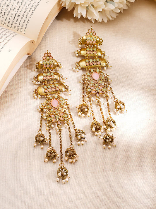 Royal Blush Festive Kashmiri Earrings Length - 13 cm