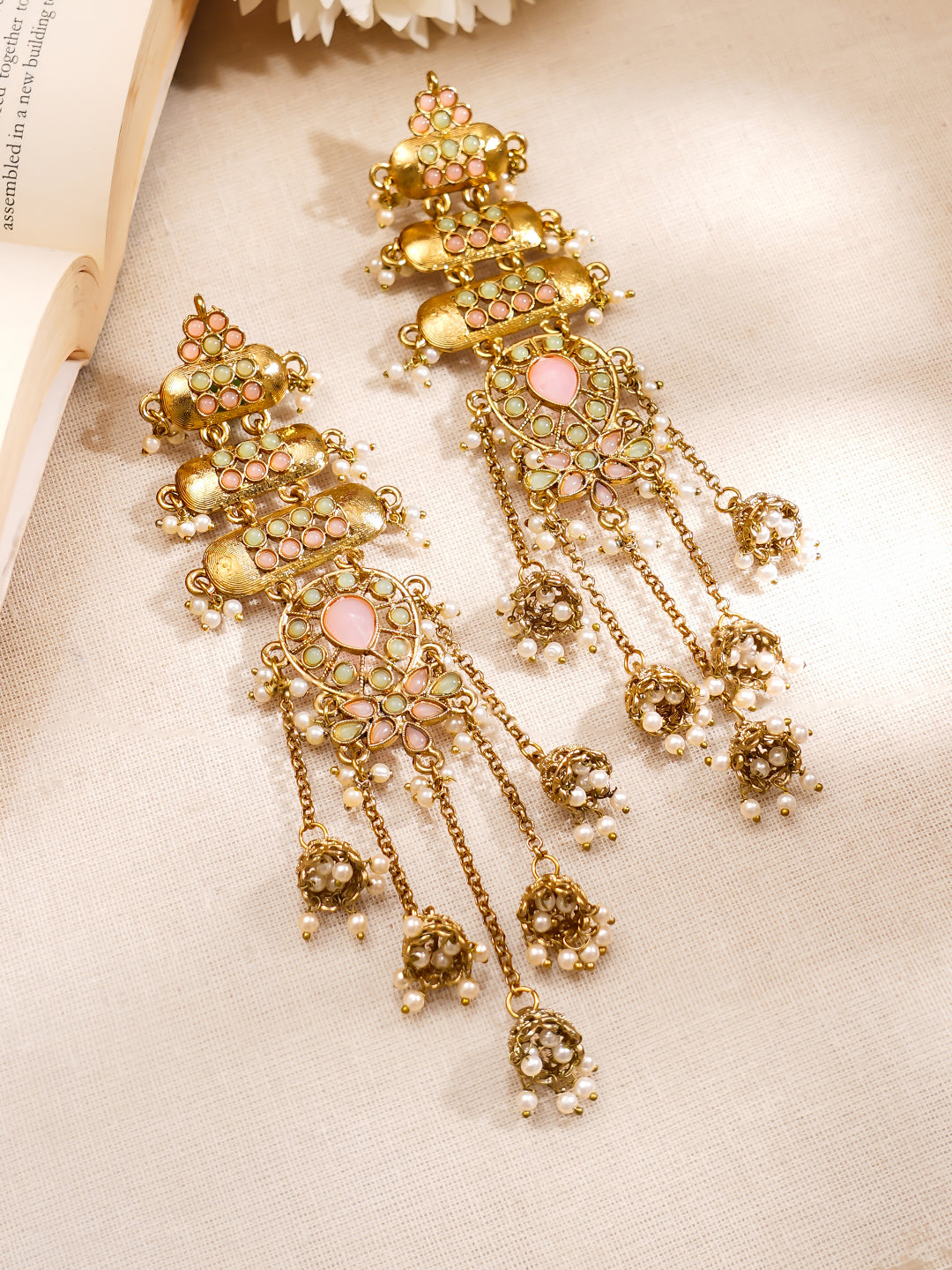 Royal Blush Festive Kashmiri Earrings Length - 13 cm