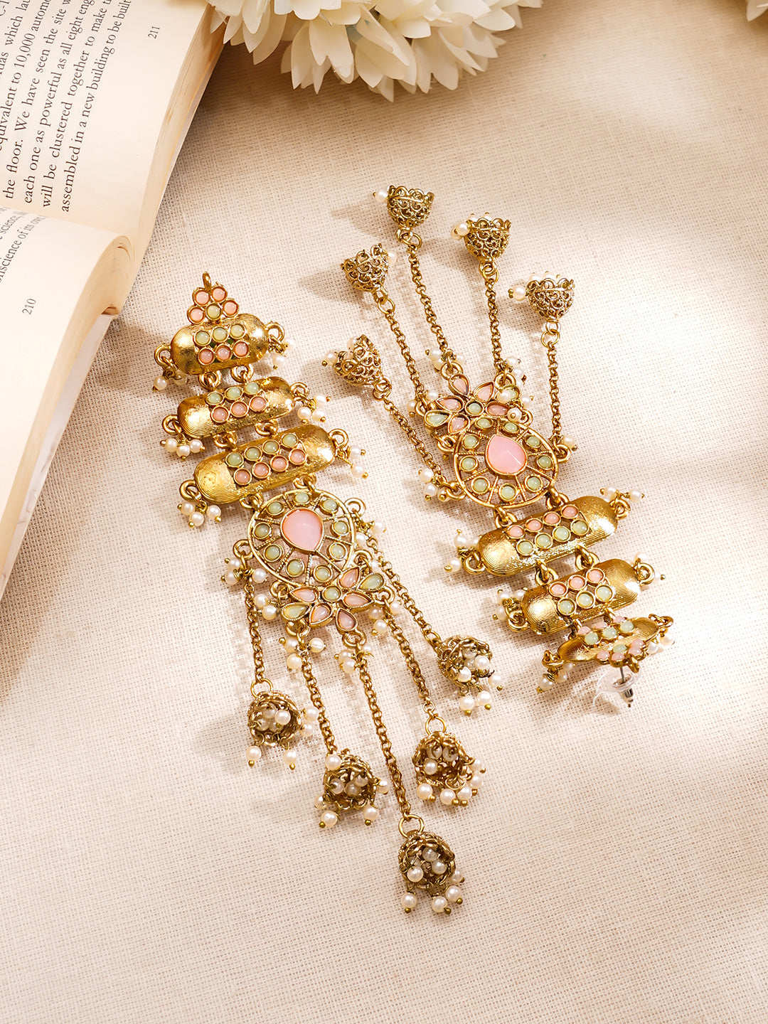 Royal Blush Festive Kashmiri Earrings Length - 13 cm